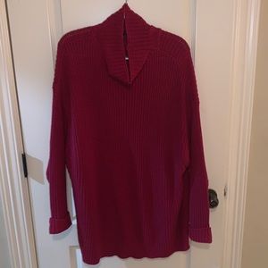 Red cowl neck sweater